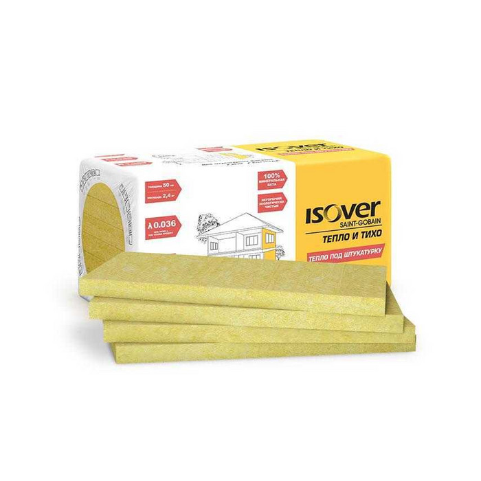 Утеплитель Изовер Тепло и Тихо Тепло под штукатурку 50х1000х600